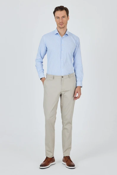 Taş Rengi Gabardin Yan Cep Düz Paça Comfort Fit Pamuklu Casual Chino Pantolon 1003250121 ürün görseli 1