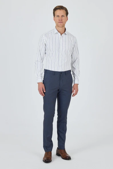 Lacivert Filafil Yan Cep Açık Paça Slim Fit Ayarlanabilir Kemer Pantolon 1003250123 ürün görseli 1