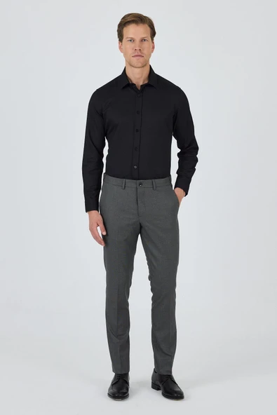 Siyah Filafil Yan Cep Açık Paça Slim Fit Ayarlanabilir Kemer Pantolon 1003250123 ürün görseli 1