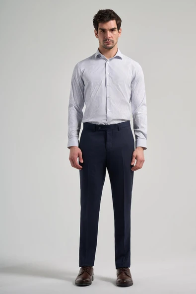 Lacivert Esnek Yandan Cepli Slim Fit Classic Pantolon 1003250160 ürün görseli 1