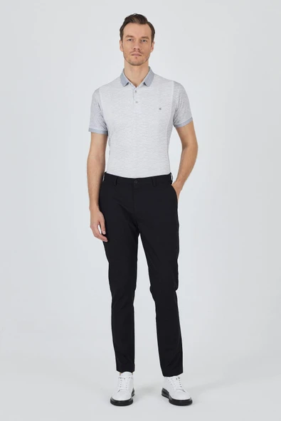 Siyah Armürlü Yan Cep Düz Paça Slim Fit Pamuklu Casual Chino Pantolon 1003250120 ürün görseli 1