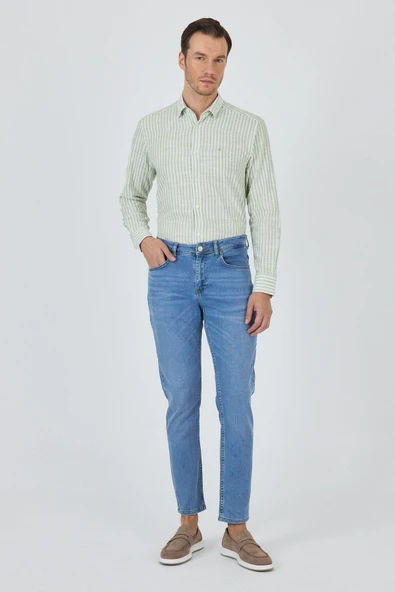 Mavi Gabardin 5 Cep Düz Paça Casual Slim Fit Pamuklu Denim Pantolon 1023250156 ürün görseli 1