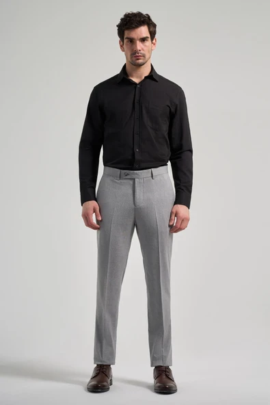 Gri Esnek Yandan Cepli Slim Fit Classic Pantolon 1003250160 ürün görseli 1