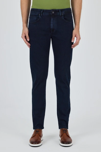 Lacivert Gabardin 5 Cep Düz Paça Casual Slim Fit Pamuklu Denim Pantolon 1023250151 ürün görseli 1
