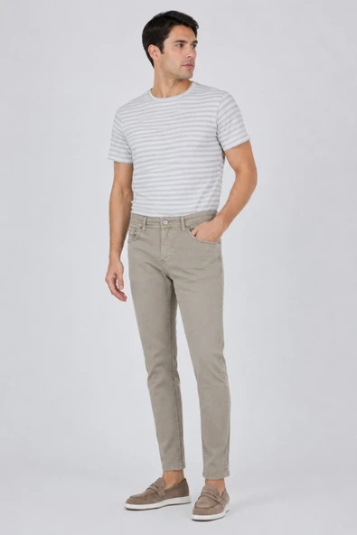 Bej Pamuklu 5 Cep Casual Slim Fit 5 Cep Pantolon 1003250318 ürün görseli 1