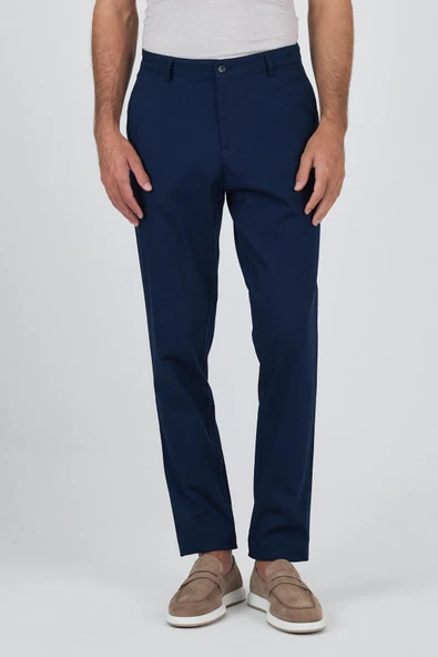 Lacivert Gabardin Yan Cep Düz Paça Comfort Fit Pamuklu Casual Chino Pantolon 1003250121 ürün görseli 1