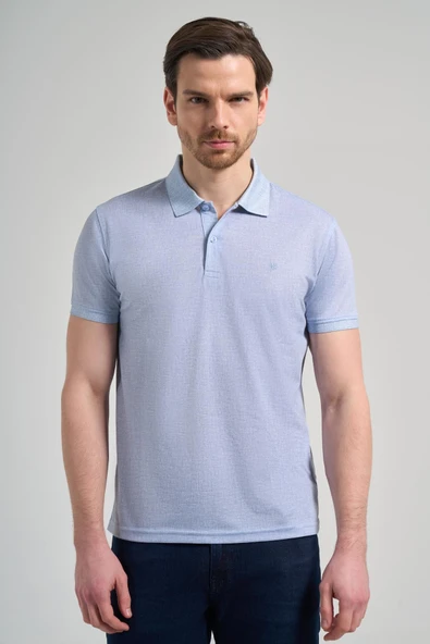 Mavi Kısa Kol Baskılı Pike Polo Yaka Cepsiz esnek Casual Slim Fit Tişört 1011250151 ürün görseli 1