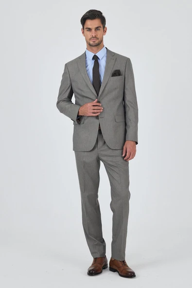 Bej Mono Yaka 6 Drop Comfort Fit Tam Astar Esnek Takım Elbise 1001250152 ürün görseli 1
