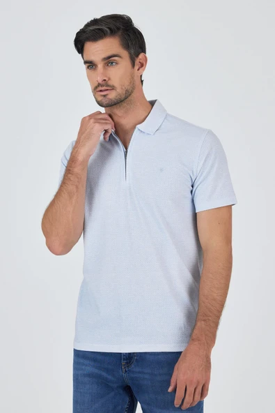 Mavi Polo Yaka Kısa Kol Cepsiz Slim Fit Classic Tişört 1011250176 ürün görseli 1