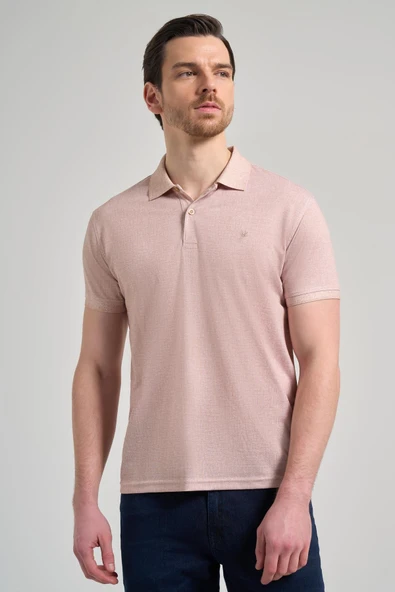 Bej Kısa Kol Baskılı Pike Polo Yaka Cepsiz esnek Casual Slim Fit Tişört 1011250151 ürün görseli 1