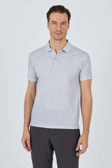 Gri Kısa Kol Baskılı Pike Polo Yaka Cepsiz esnek Casual Slim Fit Tişört 1011250153 ürün görseli 1