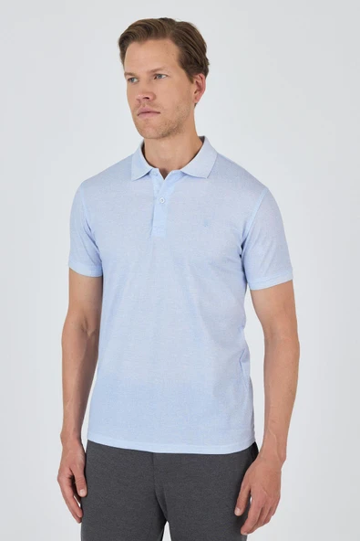 Mavi Kısa Kol Baskılı Pike Polo Yaka Cepsiz esnek Casual Slim Fit Tişört 1011250153 ürün görseli 1