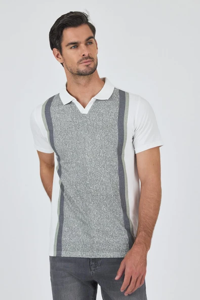 Haki Kısa Kol Baskılı Suprem İtalyan Yaka Cepsiz Slim Fit Tişört 1011250123 ürün görseli 1