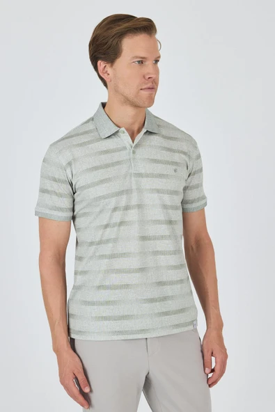 Haki Kısa Kol Baskılı Pike Polo Yaka Cepsiz Slim Fit Tişört 1011250170 ürün görseli 1