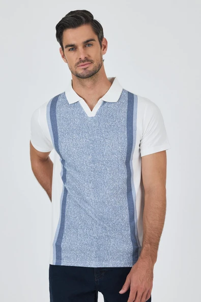 İndigo Kısa Kol Baskılı Suprem İtalyan Yaka Cepsiz Slim Fit Tişört 1011250123 ürün görseli 1