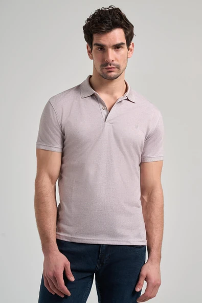 Bej Kısa Kol Baskılı Pike Polo Yaka Cepsiz esnek Casual Slim Fit Tişört 1011250151 ürün görseli 1