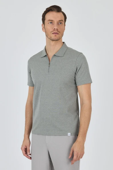 Yeşil Kısa Kol Düz Suprem Polo Yaka Cepsiz Pamuklu Casual Slim Fit Tişört 1011250164 ürün görseli 1