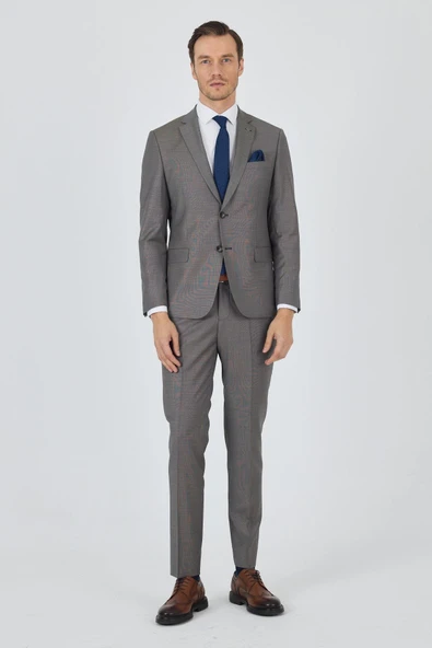 Lacivert Mono Yaka 6 Drop Slim Fit Tam Astar Yünlü Takım Elbise 1001250175 ürün görseli 1