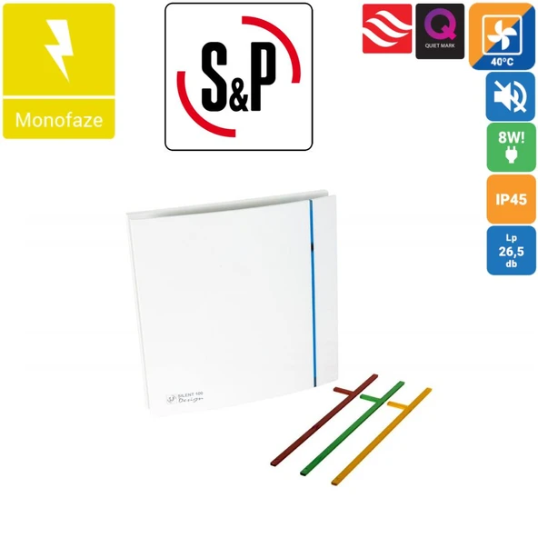 Silent Design Banyo WC Fanı 100'lük sessiz Soler&Palau Silent 100 CZ Design Havalandırma Fanı Çok Renkli Değişen Renkli Sp Soler Palau ürün görseli 1