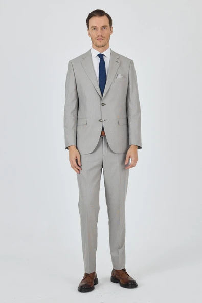 Bej Mono Yaka 6 Drop Comfort Fit Tam Astar Esnek Takım Elbise 1001250161 ürün görseli 1