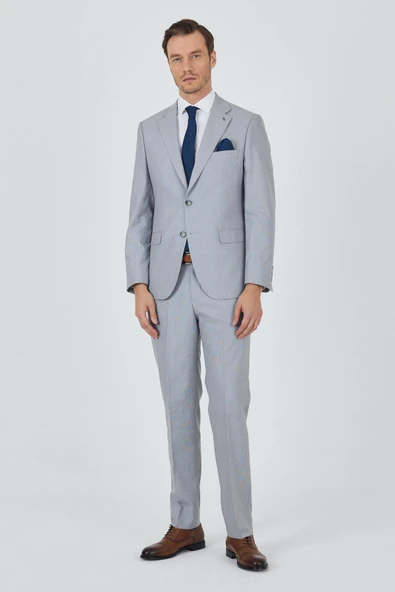 Gri Mono Yaka 6 Drop Comfort Fit Tam Astar Esnek Takım Elbise 1001250161 ürün görseli 1