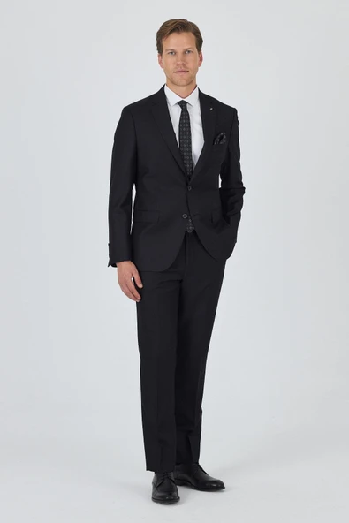 Siyah Mono Yaka 6 Drop Comfort Fit Tam Astar Takım Elbise 1001250170 ürün görseli 1