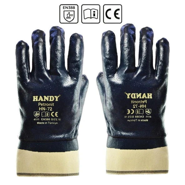 Handy HN-72 Nitril Kaplı Petrolcü İş Eldiveni İnşaat Sanayi Eldiven XL (1 ÇİFT) ürün görseli 1