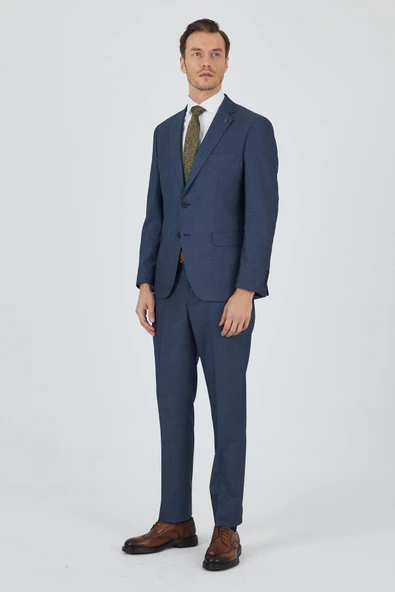 Lacivert Mono Yaka 6 Drop Comfort Fit Tam Astar Esnek Takım Elbise 1001250152 ürün görseli 1