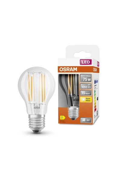 Osram Led Flament 7.5W 2700K 1055lm E27Duy Sarı Işık Ampul ürün görseli 1