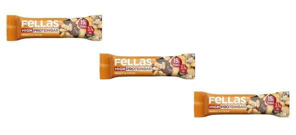 Fellas Yüksek Protein Bar - Yer Fıstıklı ve Kakaolu 45g (3 Adet) ürün görseli 1