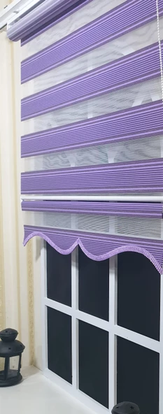 Pliseli Zebra Stor Perde Mor Etek Dilimli ST 018  Mor 140 x 200 ürün görseli 1