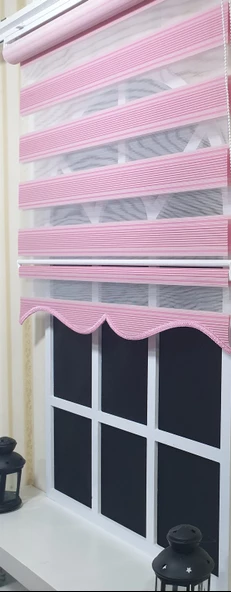Pliseli Zebra Stor Perde Pembe Etek Dilimli ST 019  Pembe 110 x 200 ürün görseli 1
