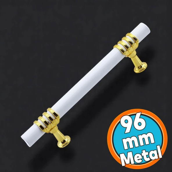 Metal Kulp Mobilya Mutfak Dolabı Çekmece Dolap Kulpları Kapak Kulpu Kulbu Beyaz Altın 96 mm ürün görseli 1