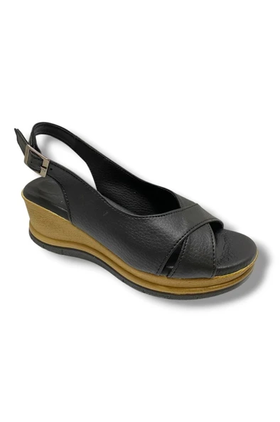 C-Shoes KA06-25 Deri Anatomik Dolgu Topuk Kadın Sandalet ürün görseli 1