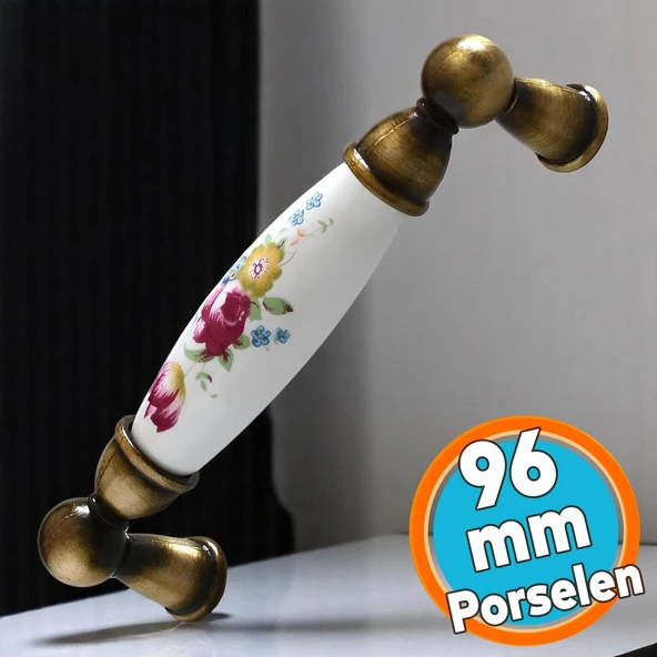 Porselen Eskitme Antik Sarı 96 mm Mobilya Mutfak Çekmece Dolap Kulpu Kulbu Kulpları ürün görseli 1