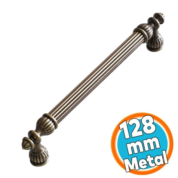 Metal  Metal Mobilya Mutfak Çekmece Dolap Dolabı Kulpu Kulbu Kulpları 128 mm Eskitme Antik Sarı ürün görseli 1