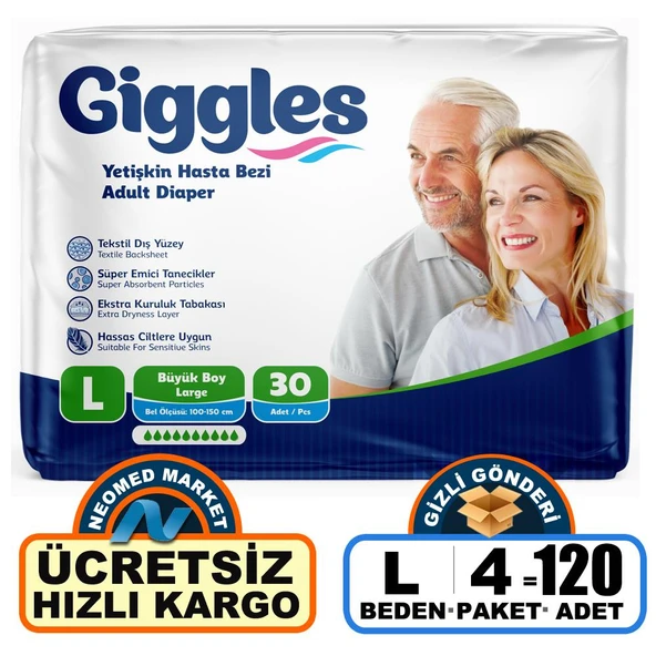 Giggles Belbantlı Büyük Boy L 30'lu 4 Adet Hasta Bezi ürün görseli 1