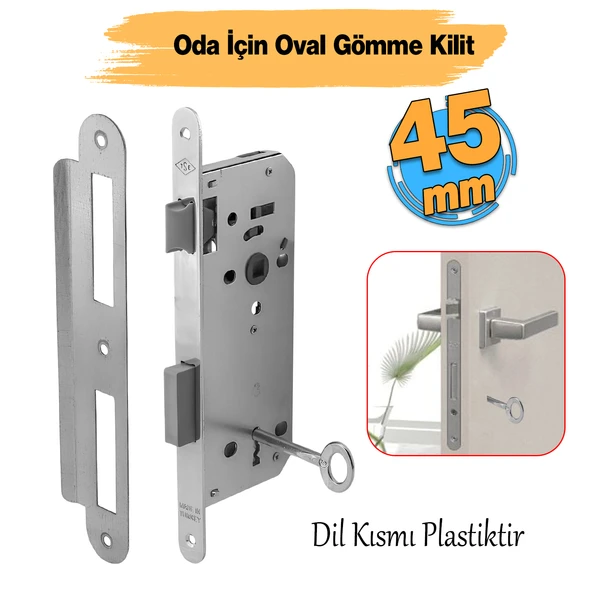 Anahtarlı Oda Kapı PVC Kapı Ahşap Kapı WC Banyo Gömme Kilit Gövde Kilidi Silindirsiz Barelsiz 45 mm ürün görseli 1