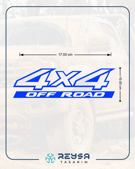 4x4 Ofroad Sticker 17x17 Cm Mavi - Resim 2