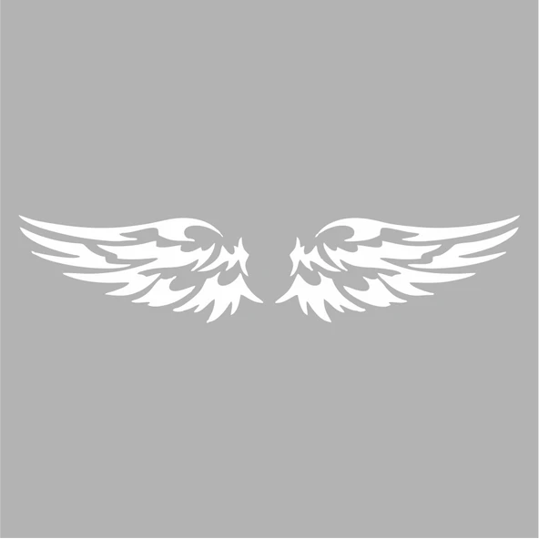 Çift Kanat Oto Logo Sticker  17x17 Cm Beyaz ürün görseli 1