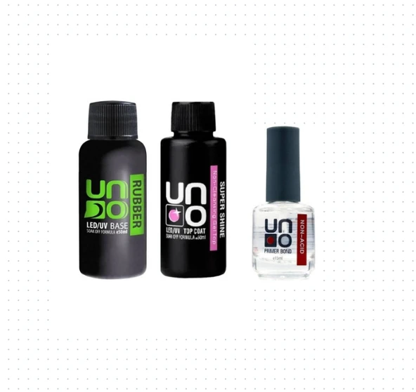 Fontenay Prof. Uno Rubber Base Coat & Super Shine Top Coat 50ML + Non-Acid Primer 15ml 4'Lü Set ürün görseli 1