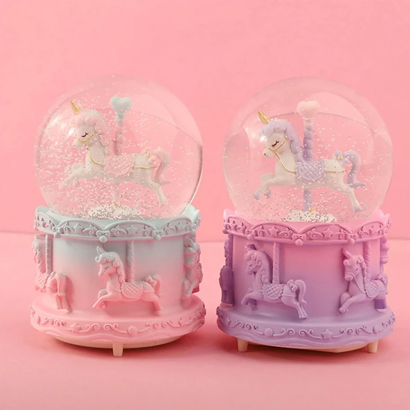 Orta Boy Unicorn Kar Küresi ürün görseli 1