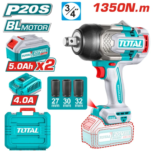 TOTAL LI-ON AKÜLÜ 1350 NM SOMUN SÖKME - TIWLI20135E ürün görseli 1