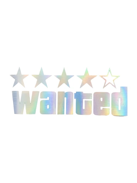 Wanted Yazılı Hologram Efektli Cam Stickeri 20x9cm ürün görseli 1