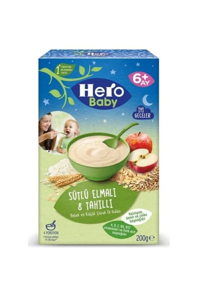 Hero Baby Sütlü Elmalı 8 Tahıllı Kaşık Maması 200 gr ürün görseli 1