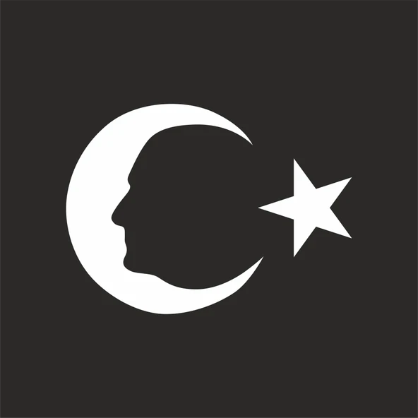 Ayyıldız ve Atatürk Silüeti Sticker17x17 Cm Beyaz ürün görseli 1