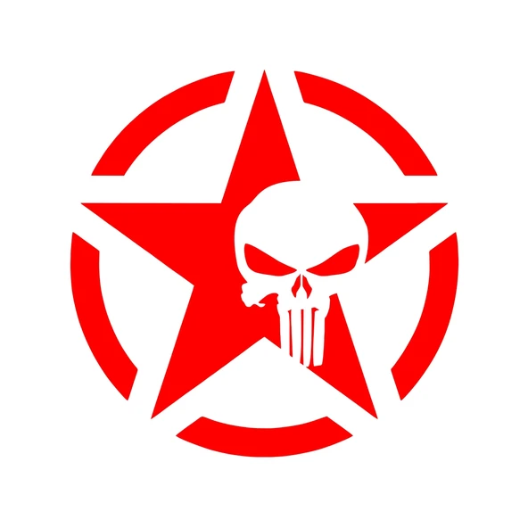 Yıldız Punisher Kurukafa Sticker17x17 Cm Kırmızı ürün görseli 1