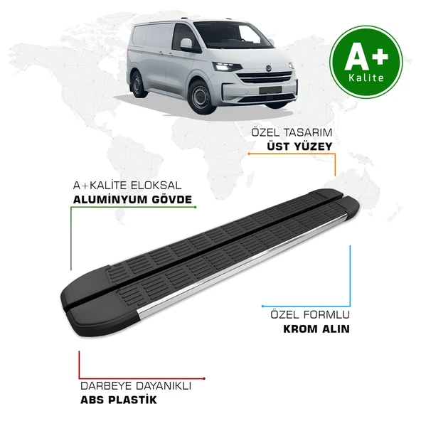 Volkswagen Transporter Yan Basamak Uzun Şasi 2025 Model ve Sonrası S-Line ürün görseli 1