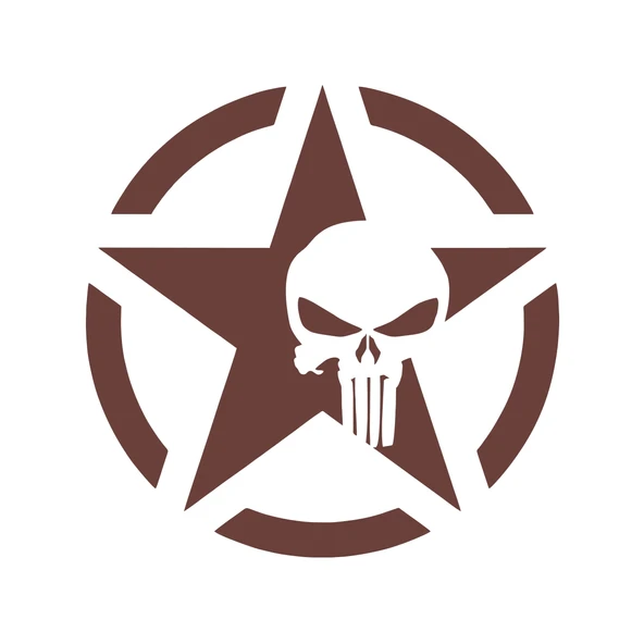 Yıldız Punisher Kurukafa Sticker17x17 Cm Kahverengi ürün görseli 1