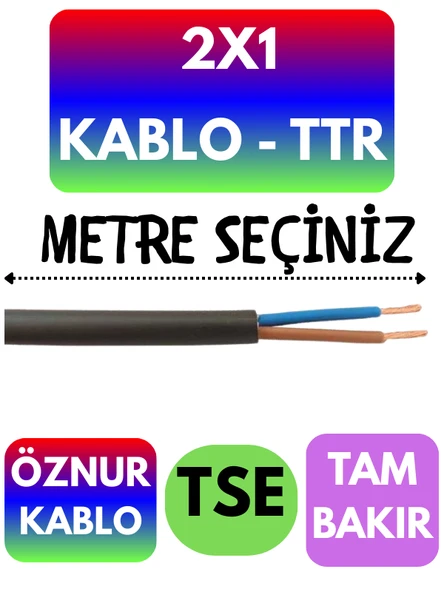 Öznur 2X1 TTR Kablo (Siyah) Metre Seçenekli ürün görseli 1